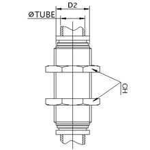 SPM 3/8, 3/8 Inch O.D Tubing Bulkhead Connector, Stainless Steel Push to Connect Fitting