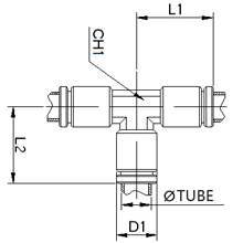 SPE 3/8, 3/8 Inch O.D Tubing Equal Tee Connector, Stainless Steel Push to Connect Fitting