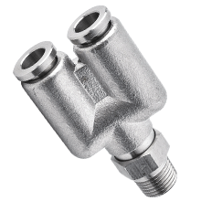 Stainless Steel Push to Connect Fittings for Inch Tubing R Thread Male Y Swivel