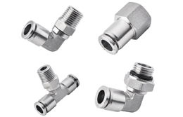 Stainless Steel Push to Connect Fittings for Inch (Imperial) Tubing, PT, R, BSPT, NPT, UNC, UNF Thread 