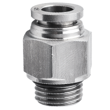 1/2 Inch Tubing BSPP, G 3/8 Male Straight Connector, Stainless Steel Fitting