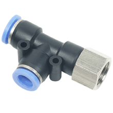 10mm Tubing BSPT 3/8  Female Run Tee Connector, Push in Fitting
